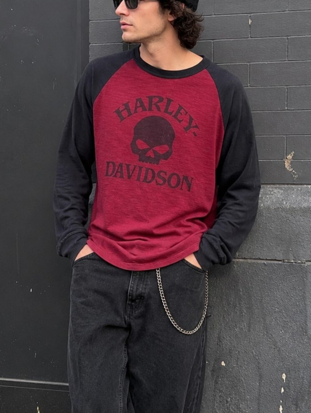Harley-Davidson Skull Raglan Long Sleeve Tee XL